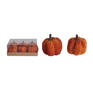 Transpac Mini Velvet Orange Pumpkins Set of 6 Decorative Sculptures for Fall Harvest Indoor Tabletop Decoration - 1 of 1