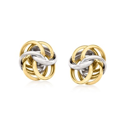 Ross-Simons Italian Sterling Silver and 18kt Gold Over Sterling Love Knot Earrings