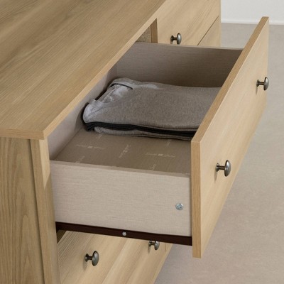 Natural Ash 6-Drawer Double Dresser with Metal Knobs