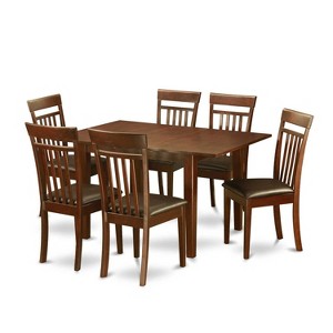 Dinette Set 7 Pc - Small Space Dining Table & 6 Chairs - Wood Dining Room Set - 1 of 4