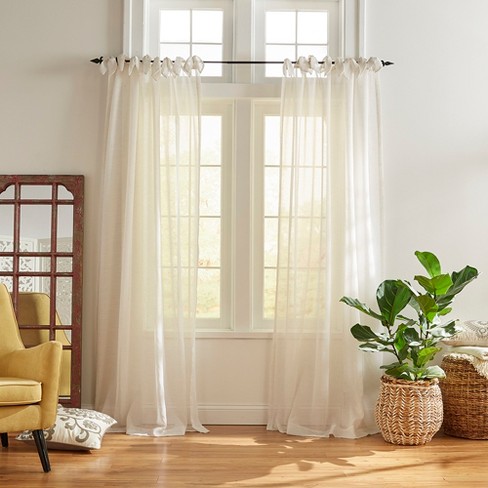 Vienna Tie Top Sheer Window Curtain Panel Panel 52 X 84 Off