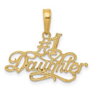 Black Bow Jewelry 14k Yellow Gold Script #1 Daughter Pendant, 22mm - 1 of 4
