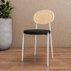 LeisureMod Velvet Dining Chair with Rattan Back, Set of 2 Side Kitchen Chair with Stainless Steel Base Euston Collection - 2 of 4