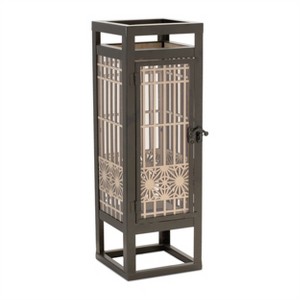 Candle Holder 5"SQ x 15"H Iron/Wood - 1 of 1