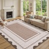 Modern Bordered Living Room Bedroom Rugs, Scalloped Washable Non Slip Dining Room Carpet, Accent Home Decor Rugs - 3 of 4