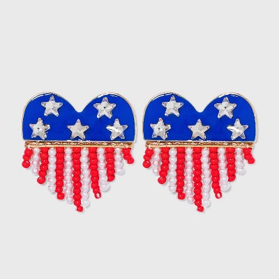 SUGARFIX by BaubleBar Star Shaped Heart Stud Earrings - Red/White/Blue