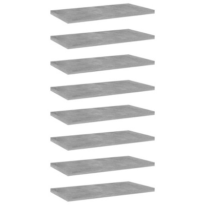 vidaXL Bookshelf Boards 8 pcs Concrete Gray 15.7"x7.9"x0.6" Engineered Wood