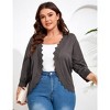 Womens 3/4 Sleeve Knit Cardigan Casual Scallop Hemline Open-Front Shrug Sweaters - 2 of 4
