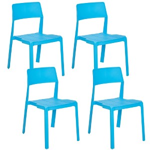 VECELO Plastic Stackable Dining Chairs Set of 4, Modern Kitchen Chairs with Wide Seat & Curved Back for Indoor or Outdoor, No Assembly - 1 of 4