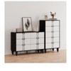 White 5 Drawer Dresser With Deep Drawers For Bedroom, Modern Wooden Chest Dresser With Deep Drawers With Vintage Pattern Design - 4 of 4