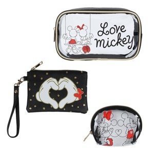 Mickey 3-Piece Set Toiletry Bags with Clear PVC Makeup Bag - 1 of 4