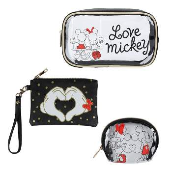Mickey 3-Piece Set Toiletry Bags with Clear PVC Makeup Bag