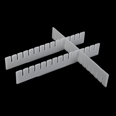 PiccoCasa DIY Grid Divider Household Necessities Organizer Plastic Drawer storage board 17" x 2.5" x 0.16" White 6 Pcs