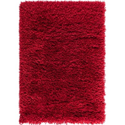 Merlot Red Rectangular Shag Synthetic 2' x 3' Rug
