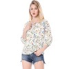 Allegra K Women's Bow Tie Round Neck 3/4 Raglan Sleeve Floral Blouse - 3 of 4
