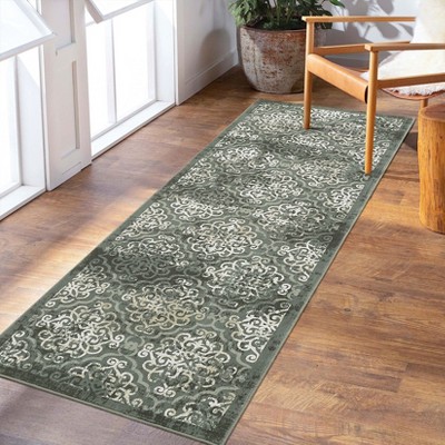 Vintage Area Rug Medallion Print Distressed Non Slip Non Shedding Floor Carpet, for Living Room, Bedroom