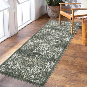 Vintage Area Rug Medallion Print Distressed Non Slip Non Shedding Floor Carpet, for Living Room, Bedroom - 1 of 4