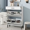 Lirago White Shoe Cabinet with 1 Drawers 15 Shoes Capacity 2-Tier Storage Slim Metal-Leg Cabinet for Entryway and Bedroom - 2 of 4