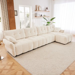 Oversized 141.7" Chenille Modular L-Shaped Sectional Sofa with High-Resilience Cushions and Ottoman, 5-Piece Free combination Sofa - 1 of 4