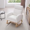 Airsurfer Modern Teddy Fabric Upholstered Accent Chair with High Back and Wooden Base, Cozy Rocking Nursery Glider for Bedroom or Living Room - 2 of 4