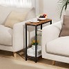 Narrow End Tables Living Room Set of 2 Small Side Table for Small Space, 2 Tier Slim Skinny Night Stand - 3 of 4