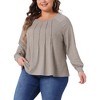 Agnes Orinda Women's Plus Size Pleated Crew Neck Long Sleeve Dressy Casual Trendy Blouses - image 2 of 4