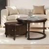 Modern Nesting Coffee Table Set with Tempered Glass Top & Storage,31.5'' & 22.4'' Round Living Room Tables-Baofuwish - 2 of 4