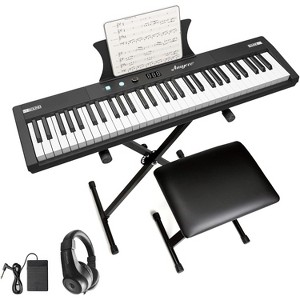 61 Key Keyboard Piano, Protable Electric Semi-Weighted Piano Keyboard for Beginner/Professional, With Built In Speakers, Pedal - 1 of 4