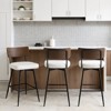 Bekrvio 26" Counter Height Swivel Counter Stools Set of 2/3,Mid-Century Modern Faux Leather Bar Chairs with Walnut Back for Kitchen Island - 3 of 4