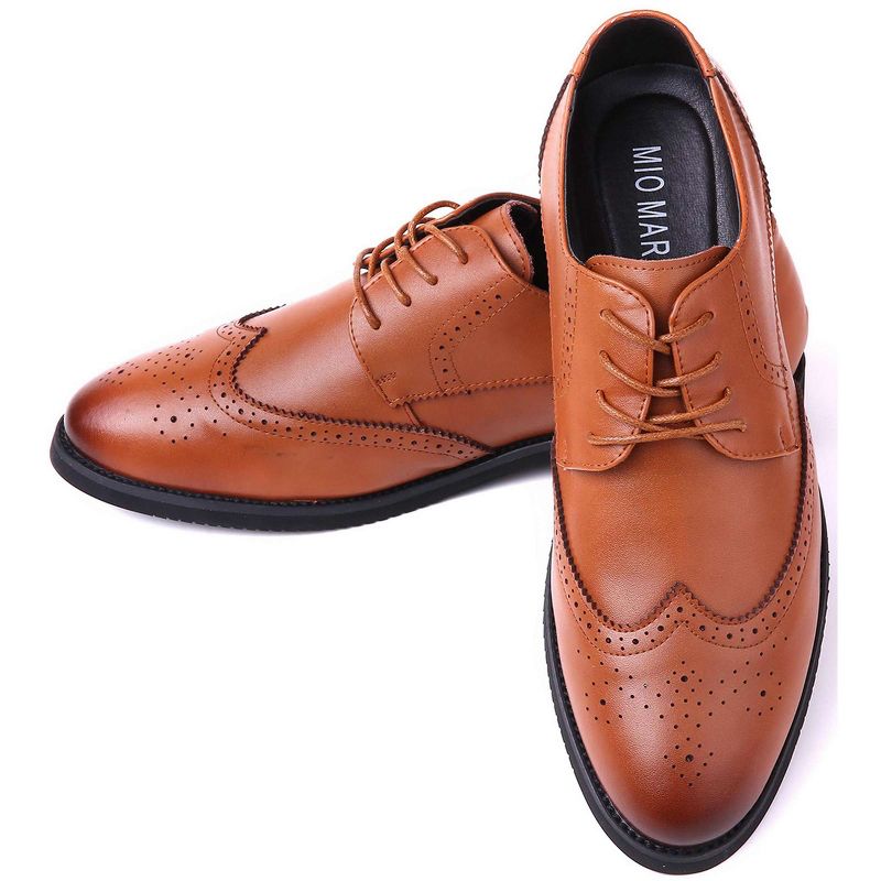 Mio Marino Men's Speckled Wingtip Laced Dress Shoes, 4 of 7