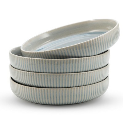 American Atelier Large Pasta Bowls, 42 oz Wide Shallow Stoneware Salad Bowl Set, Plates for Serving Dinner, Kitchen, and Eating, Set of 4