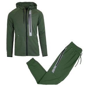 Galaxy R.P. Collection Men's Modern Fit  Full Zip Tech Fleece Hoodie and Jogger 2-Piece Set with Reflective Trim Design - 1 of 1