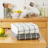Design Imports Gray Windowpane Oversize Washed Waffle Dishtowel Set/2 - 3 of 4