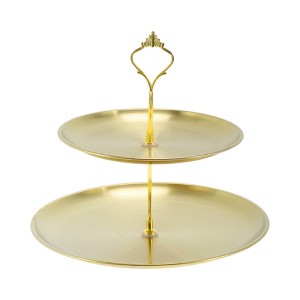 Unique Bargains 2 Tier Dessert Cupcake Stand with Tiered Serving Tray for Donut Fruits Stainless Steel - 1 of 4