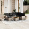 vidaXL 8 Piece Patio Sofa Set with Cushions Gray Poly Rattan - Table + 3x middle + corner - 2 of 4