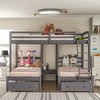 NicBex Twin Size Bunk Bed Triple Wooden Bed Frame with Shelves, 2 Drawers, Storage Stairs and Full Length Guardrail, No Box Spring Required - 2 of 4