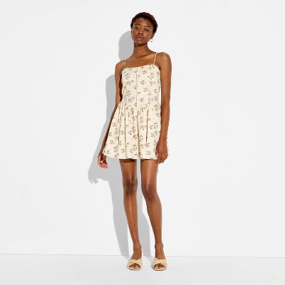 Женские платья Wild Fable Women's Fit and Flare Basque Mini Dress - Wild Fable™ Cream Floral S — фото 2