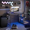Itopfox L-Shaped Computer Desk with Power Outlets, Reversible Shelves, Gaming & Study Writing Table for Home Office, Bedroom, Living Room, Black - 2 of 4