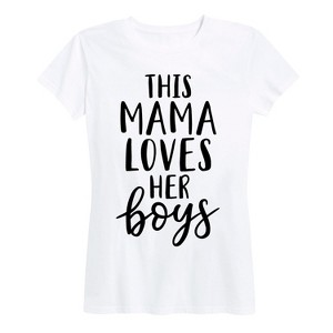 Women's - Instant Message - This Mama Loves Her Boys Short Sleeve Graphic T-Shirt - 1 of 4