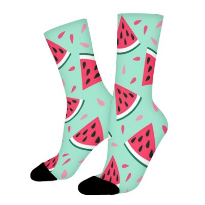 Fruit With A Lovely Watermelon Women Printed Crew Socks Funny Funky Socks Soft Polyester Novelty Gifts for Artists Men