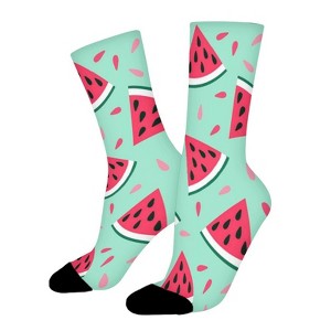 Fruit With A Lovely Watermelon Women Printed Crew Socks Funny Funky Socks Soft Polyester Novelty Gifts for Artists Men - 1 of 1