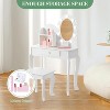 Princess Vanity Set for Girls - Kids Makeup Table with Touch Lights, Mirror, Stool, and Wood Playset - 3 of 4