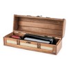 Twine Vintage Trunk Wine Bottle Gift Box, Wood Wine Box with Lid and Handle, Holds 1 Bottle, Wood, Faux Leather, Brass, Cloth - 2 of 4