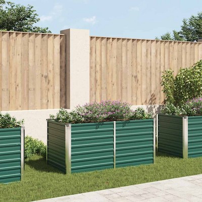 vidaXL Raised Garden Bed Green Galvanized Steel 63.0 x 31.5 x 30.3 in
