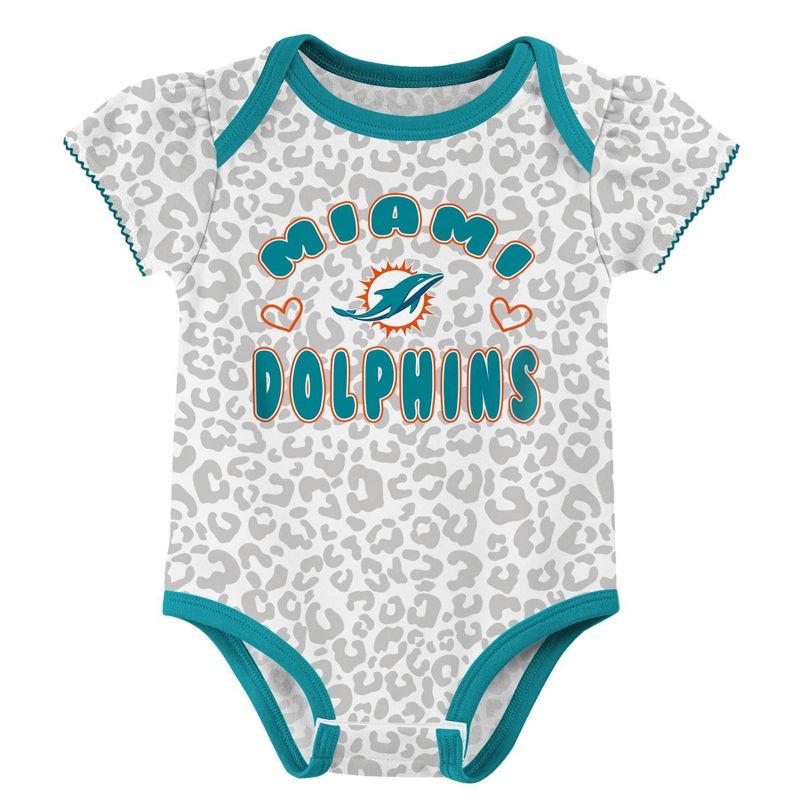 NFL Miami Dolphins Baby Girls&#39; Onesies 3pk Set, 2 of 5