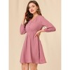 Allegra K Women's Swiss Dots Elastic Waist 3/4 Sleeve A-line Solid Flowy Chiffon Dress - 4 of 4