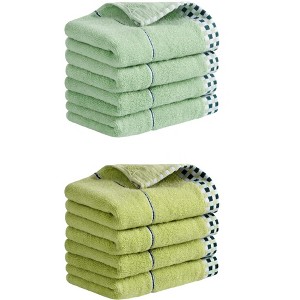 REGALWOVEN Striped Checked Print Absorbent Soft Decorative Hand Towel 14" x 30" - 1 of 4
