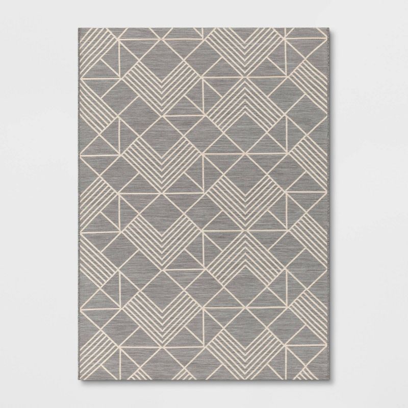 Geo Dimensional Tapestry Rectangular Woven Outdoor Area Rug Gray - Threshold™, 1 of 6