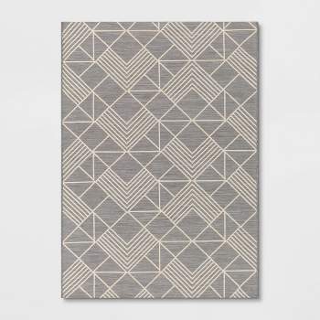 Geo Dimensional Tapestry Rectangular Woven Outdoor Area Rug Gray - Threshold™