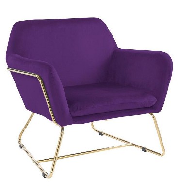 NicBex Velvet Accent Chair,Upholstered Living Room Chairs with Mid-Height Backrest and Metal Base,Modern Armchair,Club Chairs for Living Room
